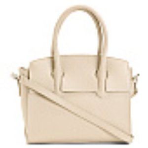 Made In Italy Leather Satchel With Crossbody Strap